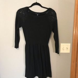 Black lace shoulder dress